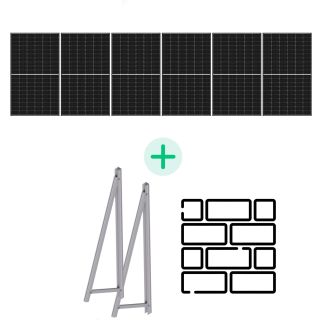 Kit Solaire Autoconsommation - 2460 Wc - Fixations au choix-Sur Façade 1 rangée de 6 panneaux