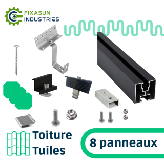 Fixasun - Kit de fixation sur toiture tuiles pour une rangée de 8 panneaux
