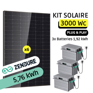 Kit Solaire Plug and Play 3000 Wc avec Batteries Zendure Solarflow 800 Plus 5,76 kWh