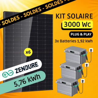 Kit Solaire Plug and Play 3000 Wc avec Batteries Zendure Solarflow 800 Plus 5,76 kWh