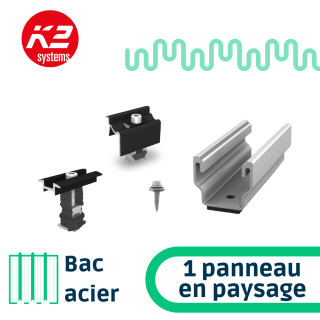 Kit de fixation sur bac acier - 1 colonne de 1 panneau en paysage
