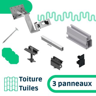 Fixasun - Kit de fixation sur toiture tuiles pour une rangée de 3 panneaux-30mm