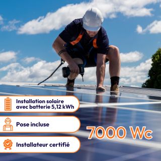 Centrale solaire photovoltaïque 7000 Wc avec batterie - Pose incluse