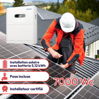 Kit solaire pose incluse &bull; SOFAR avec batterie &bull; 7000 Wc &bull; Monophas&eacute; 