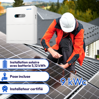 Kit solaire pose incluse &bull; SOFAR avec batterie &bull; 9 kWc &bull; Triphas&eacute; 