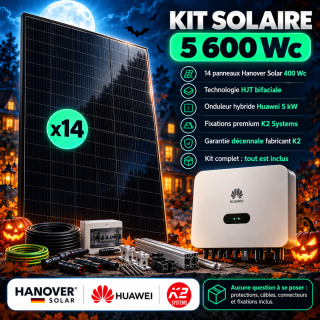 Kit solaire autoconsommation 5600 Wc Huawei et panneaux HJT • Fixation K2 incluses