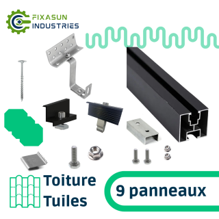 Fixasun - Kit de fixation sur toiture tuiles pour une rangée de 9 panneaux