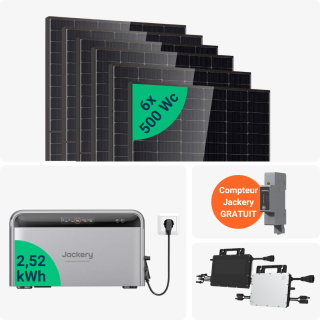 Kit Solaire Plug and Play 3000 Wc avec Batterie 2,52kWh Jackery
