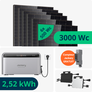 Kit Solaire Plug and Play 3000 Wc avec Batterie 2,52kWh Jackery