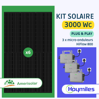 Kit Solaire Plug And Play 3000 Wc &bull; Amerisolar 500 Wc Bifacial &bull; Hoymiles HiFlow