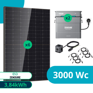Kit solaire Plug And Play 3000 Wc avec stockage 3,84 kWh + multiprise hors réseau Zendure