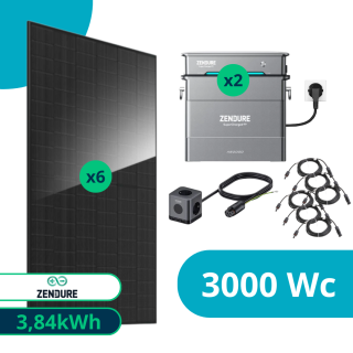Kit solaire Plug And Play 3000 Wc avec stockage 3,84 kWh + multiprise hors réseau Zendure