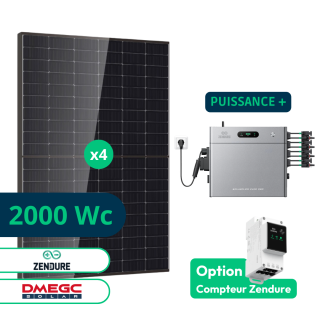 Kit Solaire Plug and Play 2000 Wc avec Batterie 2,4kWh Zendure 2400 PRO &bull; Back-up int&eacute;gr&eacute;