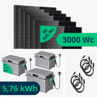 Kit Solaire Plug and Play 3000 Wc avec Batteries Zendure Solarflow 800 Plus 5,76 kWh