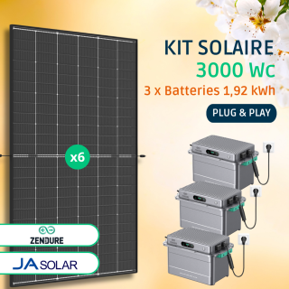 Kit Solaire Plug and Play 3000 Wc avec Batteries Zendure Solarflow 800 Plus 5,76 kWh