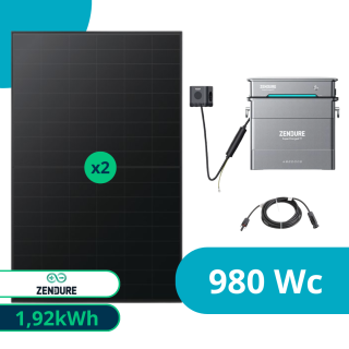 Kit Solaire Plug & Play 980 Wc avec batterie 2 kWh + multiprise hors réseau Zendure