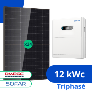 Kit Solaire 12 kWc Powerall Sofar avec Batterie 5 kWh - Triphasé
