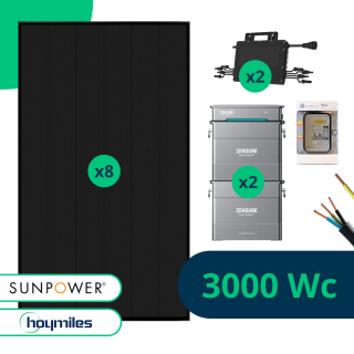 Kit Solaire 3000 Wc Sunpower avec stockage Zendure 7,68 kWh