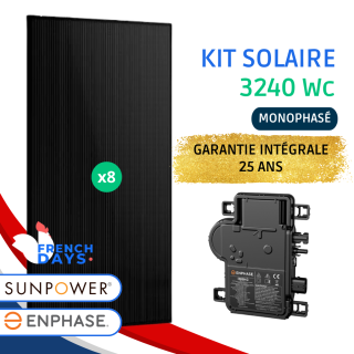 Kit Solaire Sunpower Enphase &bull; 3240 Wc &bull; Garantie int&eacute;grale 25 ans