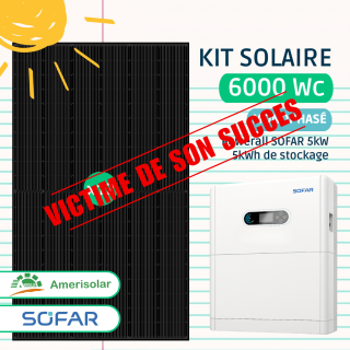 Kit Solaire 6000 Wc Amerisolar, Powerall Sofar avec Batterie 5 kWh - Monophasé