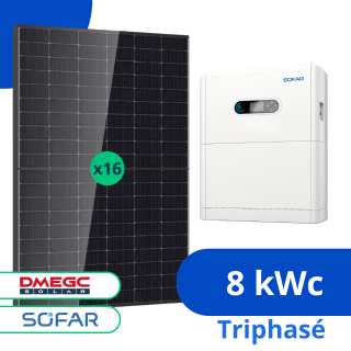 Kit Solaire 8 kWc Powerall Sofar avec Batterie 5 kWh - Triphas&eacute;
