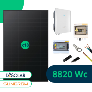 Kit Solaire autoconsommation 8820 Wc triphasé - DAS Solar Bifacial Full Black Sungrow