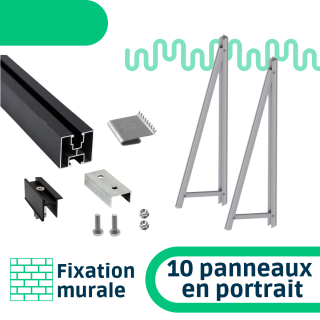 Kit de fixation mur / façade - 1 rangée de 10 panneaux en portrait