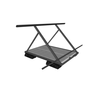 Kit de fixation pour pose au sol de 2 panneaux - inclinaison réglable de 23 à 47° - lestage par éléments de 50cm de large type dalles béton