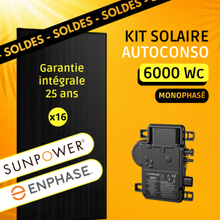 Kit Solaire Sunpower Enphase &bull; 6000 Wc &bull; Garantie int&eacute;grale 25 ans