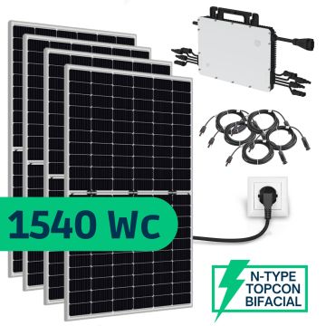 Kit Solaire Plug And Play 1540 Wc Biverre et Bifacial Technologie N-Type TOPCon-Sans fixations