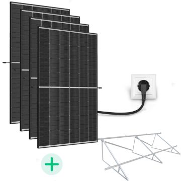 Kit Solaire Plug And Play 2000 Watts Sunpower double face-Pose au sol-1 ligne de 4 panneaux portrait