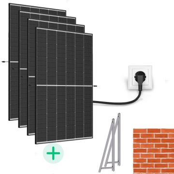Kit Solaire Plug And Play 2000 Watts Sunpower double face-Pose en façade-1 ligne de 4 panneaux portrait