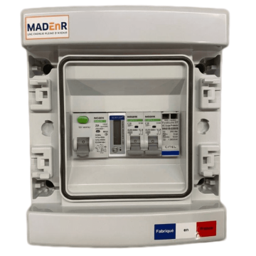 MadENR - Coffret de protection AC 3 à 3,68kW - 20A - avec parafoudre et compteur - monophasé