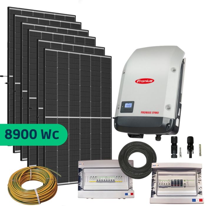 Kit Solaire Triphasé 8900 Wc, DMEGC 445 Biverre, Fronius Symo, Sans fixations main product photo