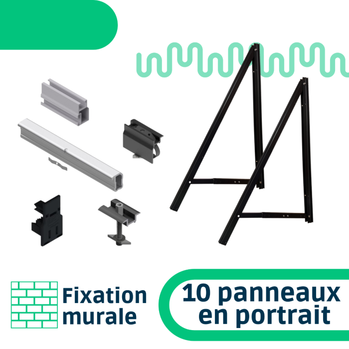 Kit de fixation mur / façade - 1 rangée de 10 panneaux en portrait main product photo