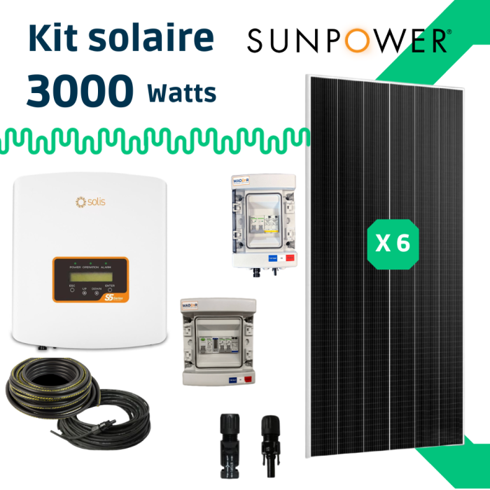 Kit solaire 3000W - Panneaux Sunpower Biverre Bifacial 500