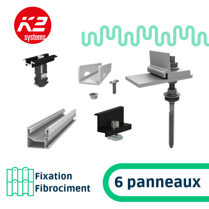K2 Systems Kit Fixation Fibrociment 12 Panneaux Portrait