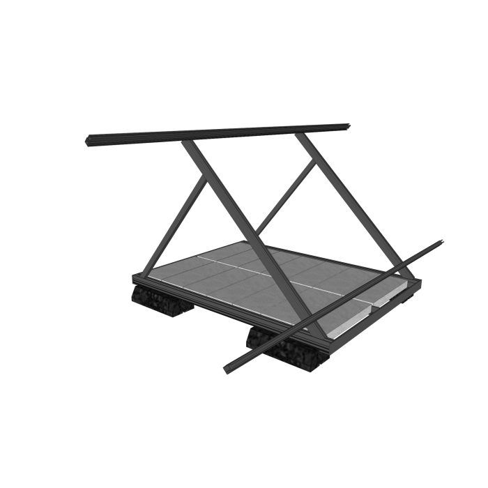 Kit de fixation pour pose au sol de 2 panneaux - inclinaison réglable de 23 à 47° - lestage par éléments de 50cm de large type dalles béton main product photo