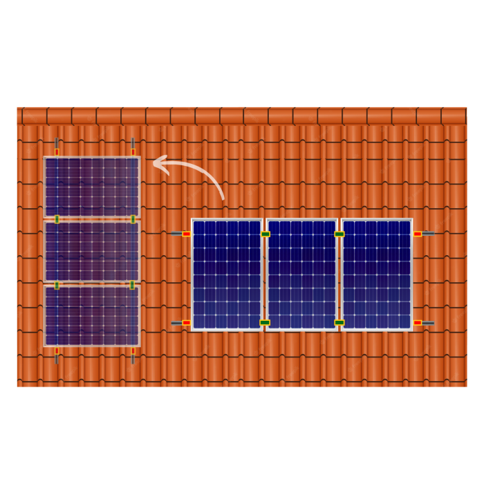 Sur Tuile Béton TEOV Kit De Montage PV Toit En Tuiles Avec Rail De Montage De 1240 Mm Et Crochet De Toit, Support De Panneau Solaire Avec Pince D' extrémité Et Pince Centrale