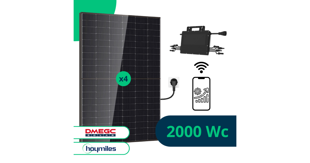 Kit Solaire Plug & Play 455Wc DMEGC - Panneau Bifacial + Micro-onduleur Hoymiles Wi-Fi - Pour Autoconsommation Facile
