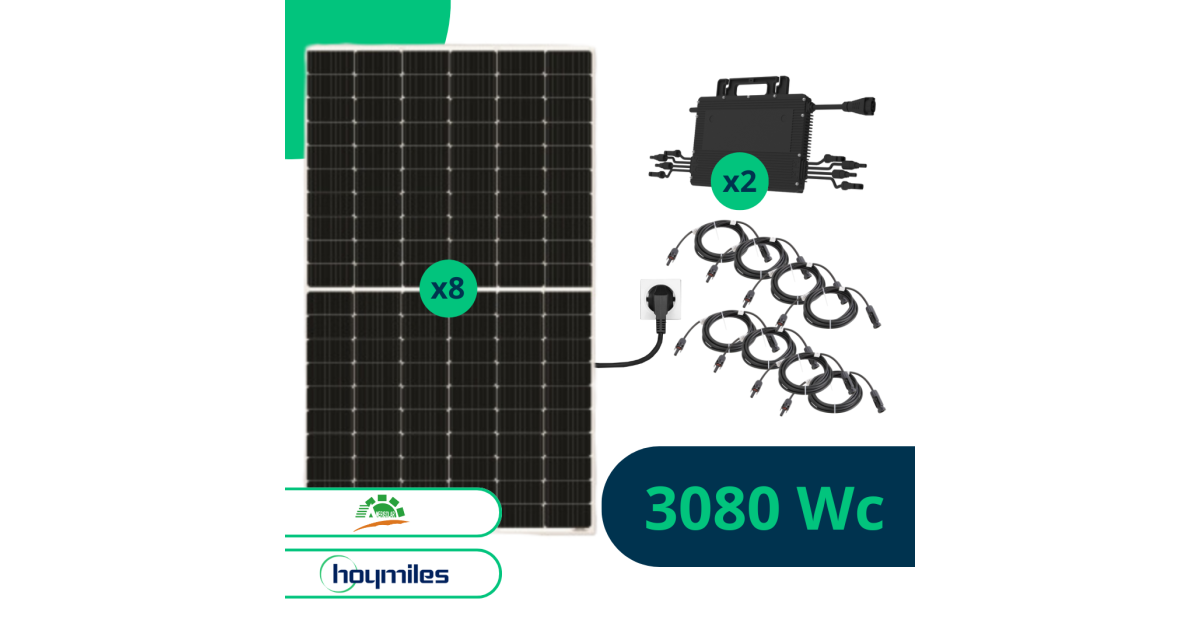 Kit Solaire Plug And Play 3kW, Amerisolar, Hoymiles, Sans fixations