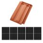 Kit de fixation sur TOITURE TUILES pour 1 ligne de 5 panneaux H30 en PORTRAIT