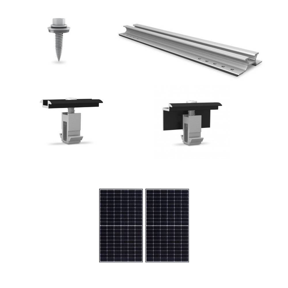 Fixation Panneau Solaire Sur Bac Acier Kit de fixation sur bac acier - 1 ligne de 2 panneaux en portrait