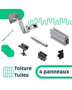 Kit de fixation sur toiture tuiles pour 4 panneaux