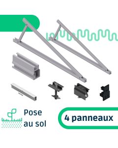 Kit de fixation pose au sol à 30° pour une rangée de 4 panneaux