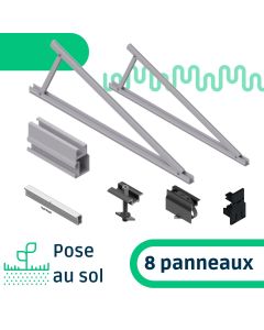 Kit de fixation pose au sol à 30° pour une rangée de 8 panneaux