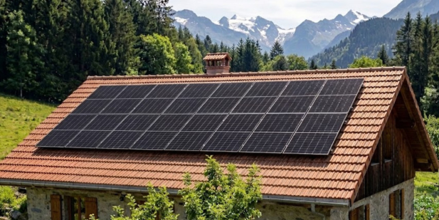 Panneaux photovolta&iuml;ques sur le toit d'une maison